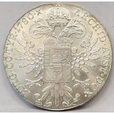 AUSTRIA 1780 . THALER MARIA THERESA . GENUINE . PROOF LIKE